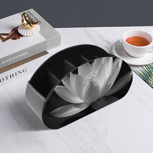 Support de télécommande Lotus noir et blanc à 5 compartiments en cuir PU pour salon - 7