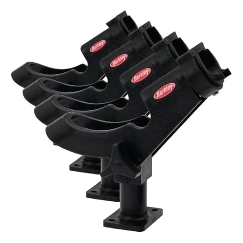 Image of Berkley Boat Rod Holder, Sturdy Polypropylene Construction, Adjustable and Mountable for Ultimate Convenience, Offers Variety of Angled Positions, Sleek Black Design (Pack of 4)