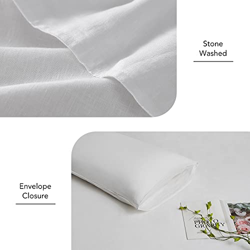 Dapu 100% Linen Duvet Cover Set - Pure Natural French Flax Linen With 8 Corner Ties And Zipper Closure Soft Breathable Durable For Hot Sleepers 1 Duvet Cover 2 Pillowcases (White, Full/Queen) #TOP4