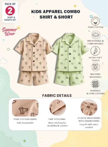 Image of 3BROS Baby Boys & Baby Girls Pure Cotton Clothing Set Casual Half Sleeves Shirt with Shorts Set For Boys & Girls
