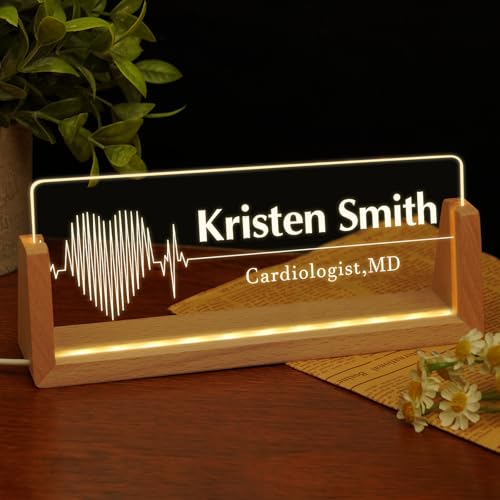Image of Custom Name Plate for Desk, Personalized Light Up Acrylic Desk Name Plate, Personalized Office Gifts for Boss Coworkers, Teacher Employee Appreciation GIfts, Office Decor for Women Men