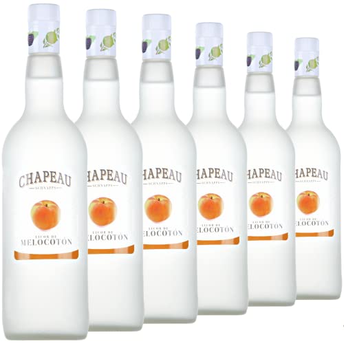 Licor de Melocotón Graduación 20% - Elaborado en La Rioja - Lote 6 botellas 0,70cl - Chapeau - Aroma y Sabor Intenso a Melocotón