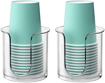 Bathroom Cup Dispenser ,Small Disposable Paper Cup Holders,Compact Paper Cup Dispenser Storage Holder,Plastic Cup Dispenser for Bathroom Vanity Countertop's Rinsing/Mouthwash Cups (2 Pack)