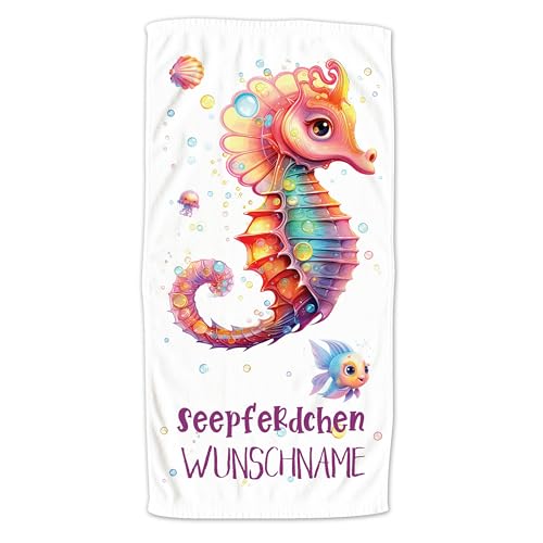 GRAZDesign Handtuch Seepferdchen für Kinder, Badetuch Schwimmunterricht, Zur bestandenen Prüfung, bunt in Zwei Größen - 140x70cm