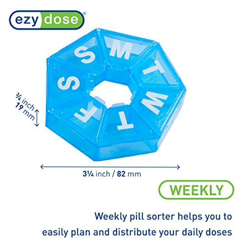 Image of EZY DOSE Weekly Pill Organizer and Planner, Travel Pill Planner, 7-Sided, Blue (67009BLAMT) (Pack of 2)