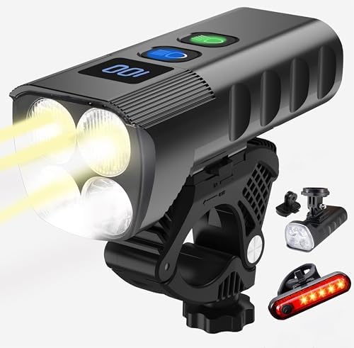 Yosky Bike Headlight True 2000 Lumens, USB Rechargeable Bike Front Lights，Best Bike Headlight Premium Powerful Waterproof Bicycle Headlight for Bike