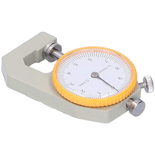 Thickn Gauge Tester Dial Flat Head Vegetable Tanned Leather DIY Measu Tool0-20mm Gauge mecánico de medición de espesor 0-10 mm con dial blanco de acero resistente miniatura 7