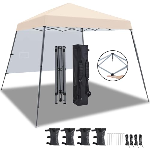 Yaheetech Faltpavillon 3x3m mit Seitenwänden, Wasserdicht Stabil Wetterfest Camping Pop Up Pavillon, UV Schutz 50+ Partyzelt Gartenpavillon mit 1x Seitenteilen & Tragetasche, Beige