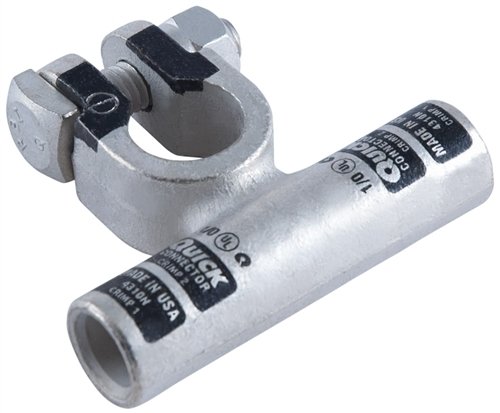 4320-005N Quick Crimp Flag Connector, 2/0 Gauge, Negative Polarity, Tin Plated Copper Alloy, 2-1/2" Length, 2-13/64" Width (Pack of 5)