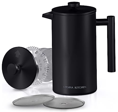 Utopia Kitchen 304 Grade Stainless Steel French Press Coffee Maker 50 Oz, Double Wall Insulated Coffee Press with 4-Leve - Detailed View