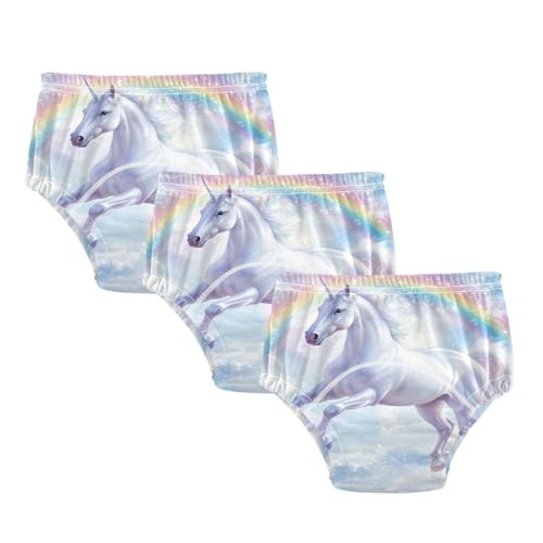 Coikll Cute Rainbow Horse Toddler Training Underwear Waterproof Baby Pee Pants -3T
