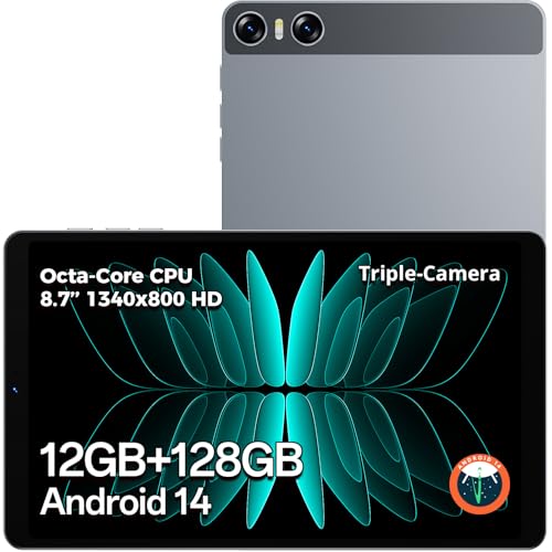 Image of Tablets Android 14, 8.7-Inch Tablet, Octa-core Processor 12 GB RAM 128 GB Storage(Expandable), 1340x800 IPS Touchscreen, Type-c 5000 mAh Battery, 2.4 /5 GHz WiFi, BT 5.0