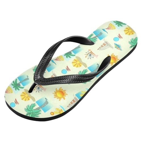 Palm Sun Beige Flip Flops for Beach Thong Sandals Anti-slip Lightweight Shower Shoes for Summer Outdoor Travel2