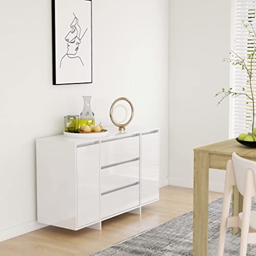 Aparador blanco brillante de diseño moderno con cajones y puertas estancas 3