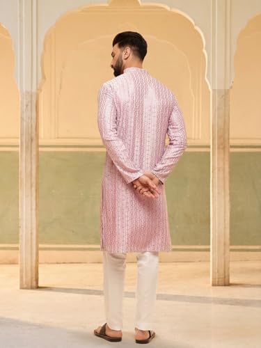 Image of SOJANYA (Since 1958 Men's Cotton Rayon Shiny Thread Sequinned Only Long Kurta