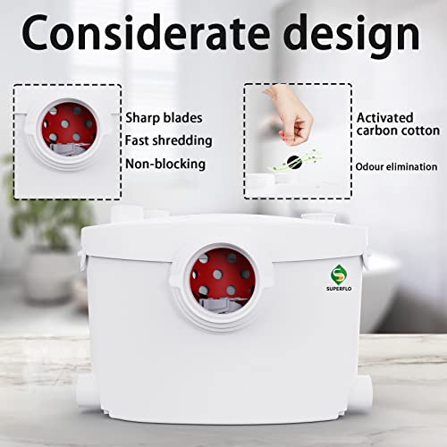 Image of SUPERFLO 19 Inch Macerating Toilet System 600W Upflush Toilet for Basement