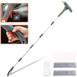 Extendable Window Squeegee with Spray, 3 in 1 Window Squeegee Cleaner, 76'' Window Cleaning Equipment Kit for Indoor/Outdoor High Window(2 PAD)