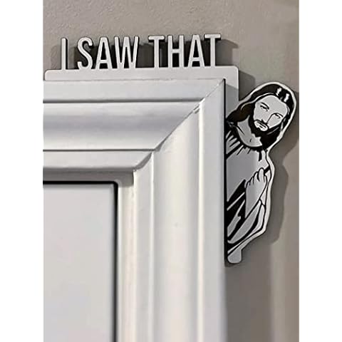 Tendiren Creative Door Corner Decor, Wood Funny Door Sign Jesus I Saw That, Bless This Home Wall Decor, Frame Corner Decoration for Mirror Cabinet Drawer Furniture (8.5 x 7.8inch, Right) Cover