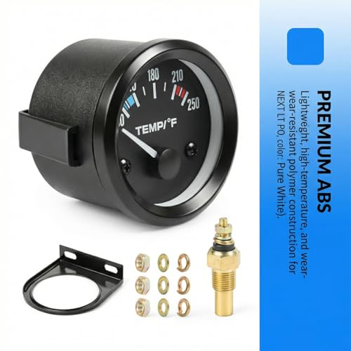 Zpana Car Water Temp Gauge, 2\" 52mm 100-250℉ DC12V Vehicle Temperature Gauge with LED Backlight, Automotive Water Temperature Thermometer Kit, Universal for Truck SUV Sedan Van