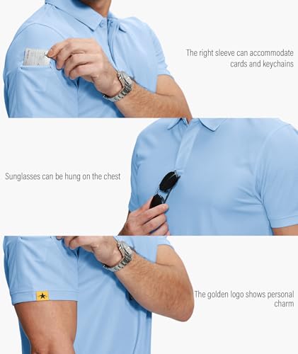 Image of ZITY 5 Pack Mens Polo Shirt Short Sleeve Sports Golf Tennis T-Shirt Moisture-Wicking Summer Shirts