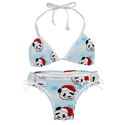 Bikini d'hiver panda de Noël multicolore en taille L pour femme