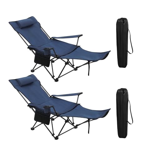 WOLTU Campingstuhl 2er Set Faltbar mit Fußablage,2-in-1 Strandstuhl klappbar,Angelstuhl Camping Klappstuhl mit Getränkehalter Aufbewahrungstasche für Camping Strand Angeln