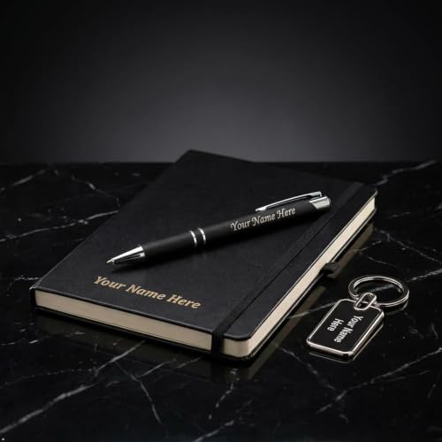 Image of Personalized Diary, Metal Pen & Keychain Set | Size A5-192 Page Writing Journal | Engraved Gift Set for Office, Corporate Events, Diwali, Christmas & Special Occasions | Bestsellers | Perfect For Corporate Gifting