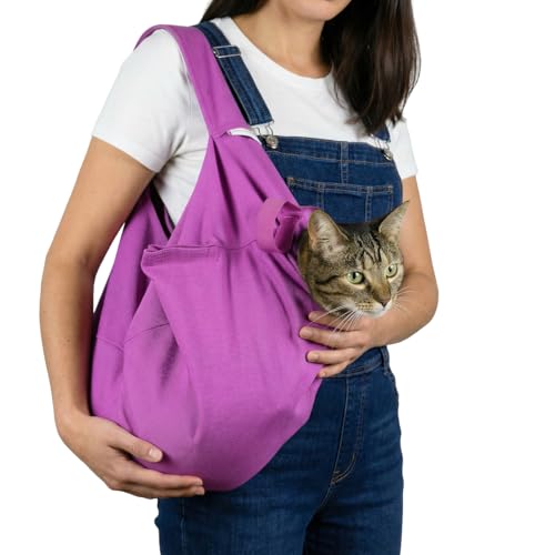 Cat-in-the-Bag Cozy Comfort Carrier - Large Lavender Pet Carrier and Cat Carrier Soft for Grooming, Vet Visits, Medication Administration, Dental Care, and Nail Trimming