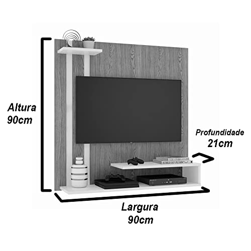 Painel Para Tv Smart até 32 Polegadas Com Prateleira Quarto Sala - Nature/Off White