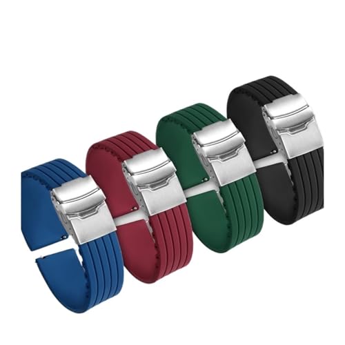 Bracelet de montre en caoutchouc universel 22mm interchangeable en silicone noir étanche pour homme