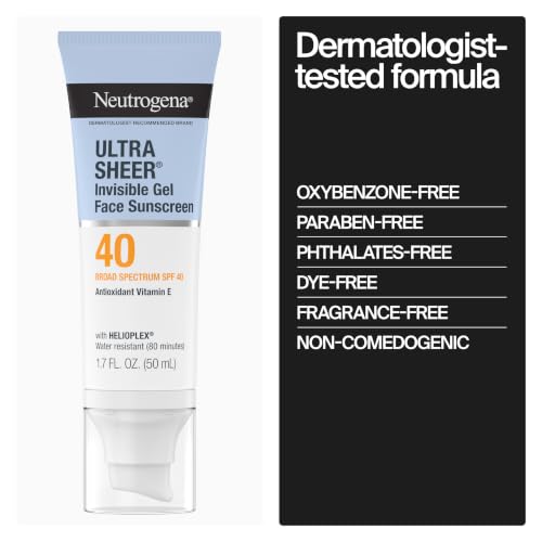 Neutrogena Ultra Sheer Invisible Gel Face Sunscreen, SPF 40, 1.7 oz - image 6
