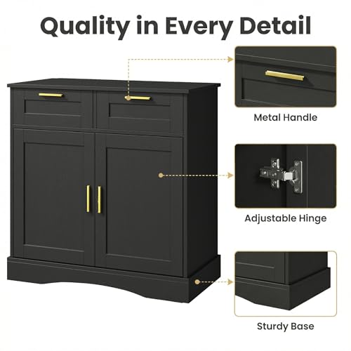 Image of 20 Gallon Fish Tank Stand, with Storage Cabinet and 2 Drawers Fish Tank Stand, Fish Tank Accessories Storage, for 20-29 Gallon Aquarium Stands PTBX01BK (Black, 30.71'' x 15.75'')