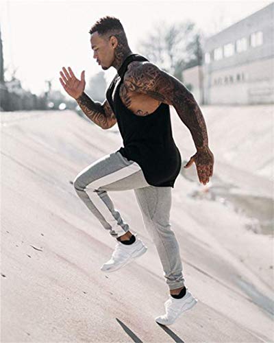 Susclude Men's Running Sweatpants With Zipper Pockets Skinny Closed-Bottom Cotton Athletic Joggers Pants For Gym Fitness Bodybuilding Gray Xxl #TOP6