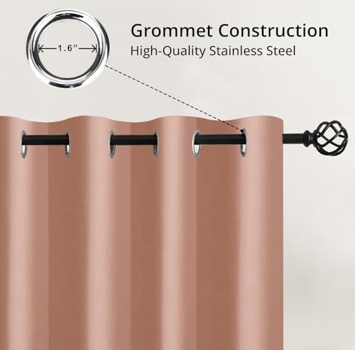 Image of Cloth Fusion 70% Blackout Door Curtains 8 Feet Long Set of 2, Room Darkening Parda with Stainless Steel Grommets for Home Decor (8x4 Feet, Peach)