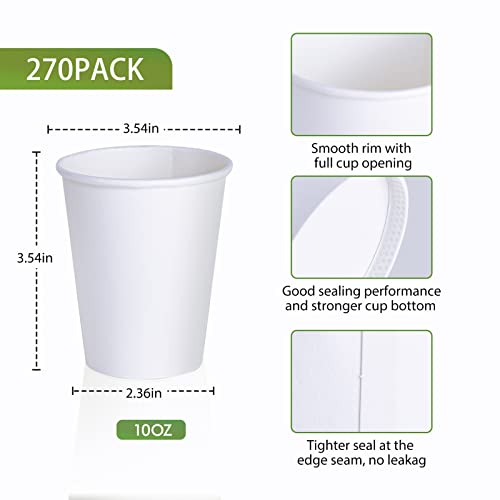 Litopak 270 Pack 10 Oz Disposable Paper Coffee Cup, Hot/Cold Beverage Drinking Cups For Water, Paper Coffee Cups, White Paper Hot Coffee Cups, Suitable For Party, Picnic, Travel, And Events. #TOP1