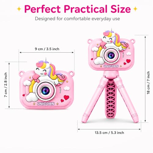 Image of Toy Imagine Unicorn Design Kids Digital Camera with Tripod 48MP HD Photos & 1080P Video Recording Filters,Frames & Inbuilt Games Birthday Gift for Boys & Girls Age 6-12 (Assorted) Card Not Included