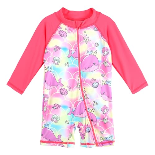 Image of XFGIRLS Baby /Toddler Girls Swimsuit Long Sleeve One-Piece Bathing Suit Rash Guard