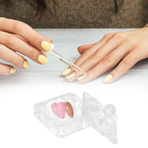 3 piezas tazas de cristal para arte de uñas con tapa miniatura 6