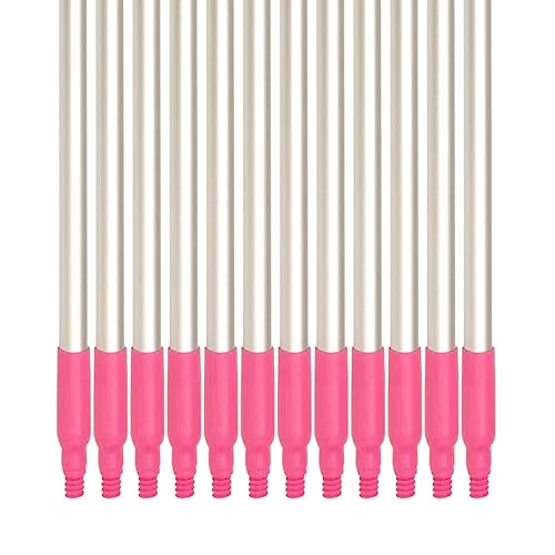 Image of SPARTA Adjustable Aluminum Broomstick, 48 inch Mop and Broom Handle Replacement with Color-Coded System for Environments with Harsh Cleaning Agents, Aluminum, 48 Inches, Pink, (Pack of 12)