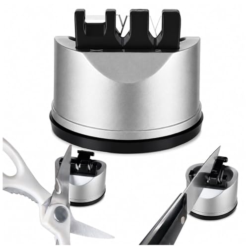Image of Knife Scissors Sharpener Tool | Repairs, Restores & Sharpens Straight, Serrated & Kitchen Knives - Versatile Sharpening Tool for 3-Stage Blades