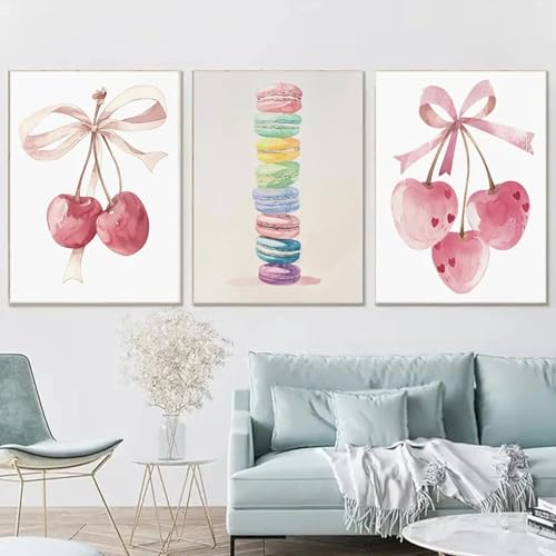Affiches de cerises roses en aquarelle 40x60cm pour salon