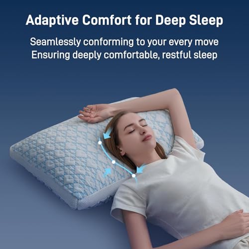 Shredded Memory Foam Cooling Soft Bamboo Viscose Pillow King Size, Adjustable Hypoallergenic Hotel Quality Bed Pillow for Side, Back and Stomach Sleeper, Oeko-TEX Certified