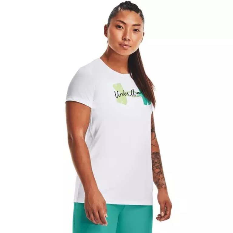 T-shirt Sport Under Armour Blanc et Vert Parfait pour le Fitness et le Running