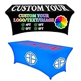 ZEXUPER Mantel personalizado con texto de logotipo de negocios, manteles elásticos personalizados de 6 pies, manteles personalizados para eventos de ferias, fiestas de cumpleaños, decoración de bodas