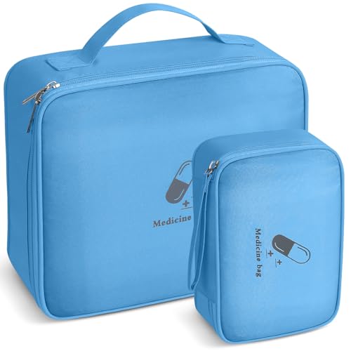 AiQInu Borsa Pronto Soccorso Viaggio, 2 Pezzi Impermeabile Kit di Pronto Soccorso Vuota, Alta Capacità Borsa Medica Portatile Sportiva, Kit Medico Vuota per Viaggio Ufficio Casa All'aperto