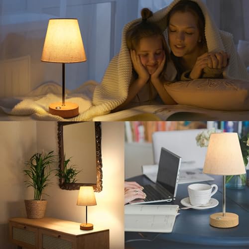 Rechargeable Lamp, HSLighting 12'' Cordless Table lamp Touch Battery Operated for Living Room Fabric Shade Wireless Lamp with Brightness Stepless Dimmable for Bedside Dining Room Kitchen Patio 3000mAh - Image 5