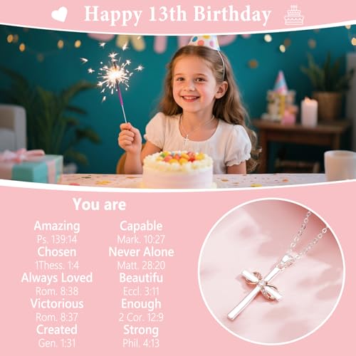 Happy 10th 11th 12th 13th 14th 16th 18th 21st Birthday Gifts for Girls,Forever Infinity Cross Necklace Religious Presents for Women Daughter Her4