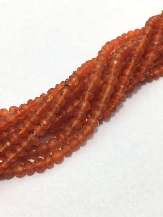 Perles cornaline facettées 3.5mm pour création bijoux DIY - 3