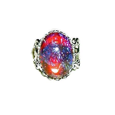 Buy Dragons Breath Ring Silver Plated Czech Glass Mexican Fire Opal Stone With Adjustable Band Online In Indonesia B07wxkpzw3