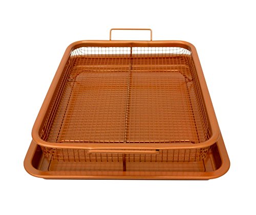 Gotham Steel Crisper Tray for Oven 2 Piece Nonstick Copper Crisper Tray and Basket, Air Fry in your Oven - Image 2